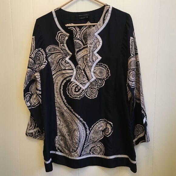 BCBG‎ MAXAZRIA 100% SILK BLACK AND CREAM TOP. - Picture 1 of 7